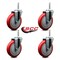 Service Caster 5 Inch Red Polyurethane Wheel Swivel 58 Inch Threaded Stem Caster Set Service Caster SCC-TS20S514-PPUB-RED-58212-4 - alternate 2